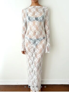 Demeter Long Sleeve Dress in
Sandstone Lace